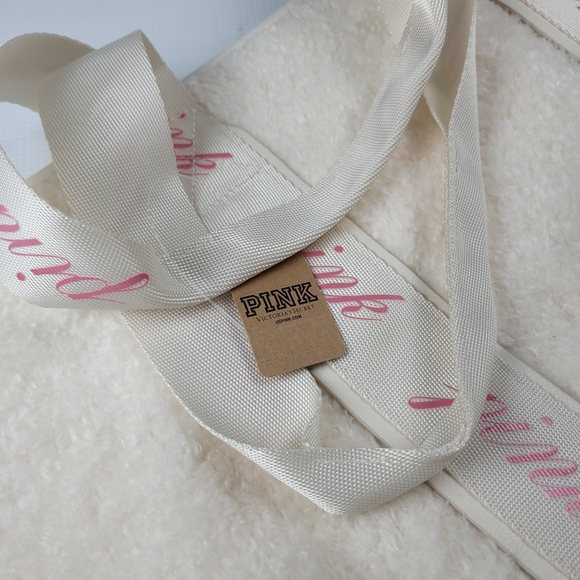 NWT Victoria's Secret Pink Soft Shearling Teddy-Cozy-Plush Tote Bag Large - Picture 11 of 15